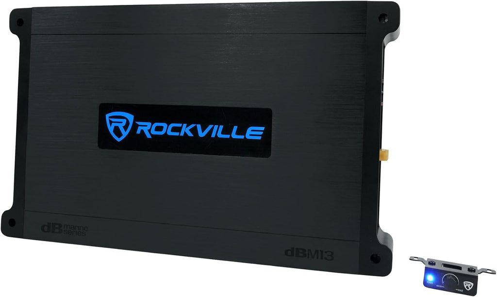 DBM13 3000W Peak/750W RMS Mono Amplifier for Boat Subwoofers, 2 Ohm, Weather-Resistant, Bass Remote, High-Performance Audio