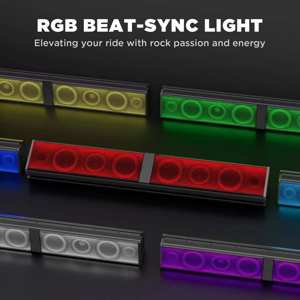 34 In. 2.0 Channel Bluetooth Amplified Soundbar IP66 Waterproof with RGB Lighting, Powersports SXS Sound Bar