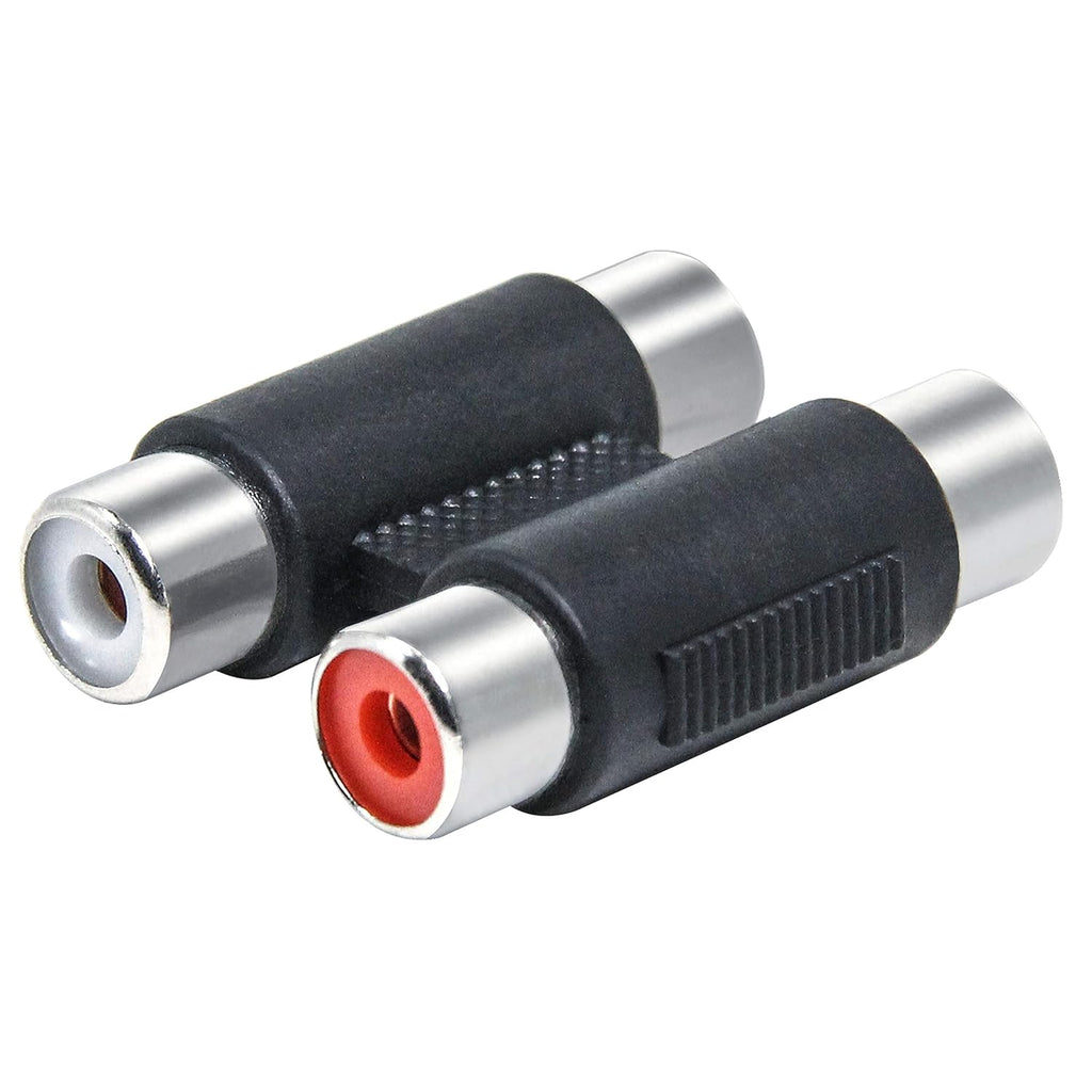 RCA Female to Female Coupler, 2 Pack Dual Female RCA Adapter Cable Extension Connector for Amplifier, Subwoofer, Mixer