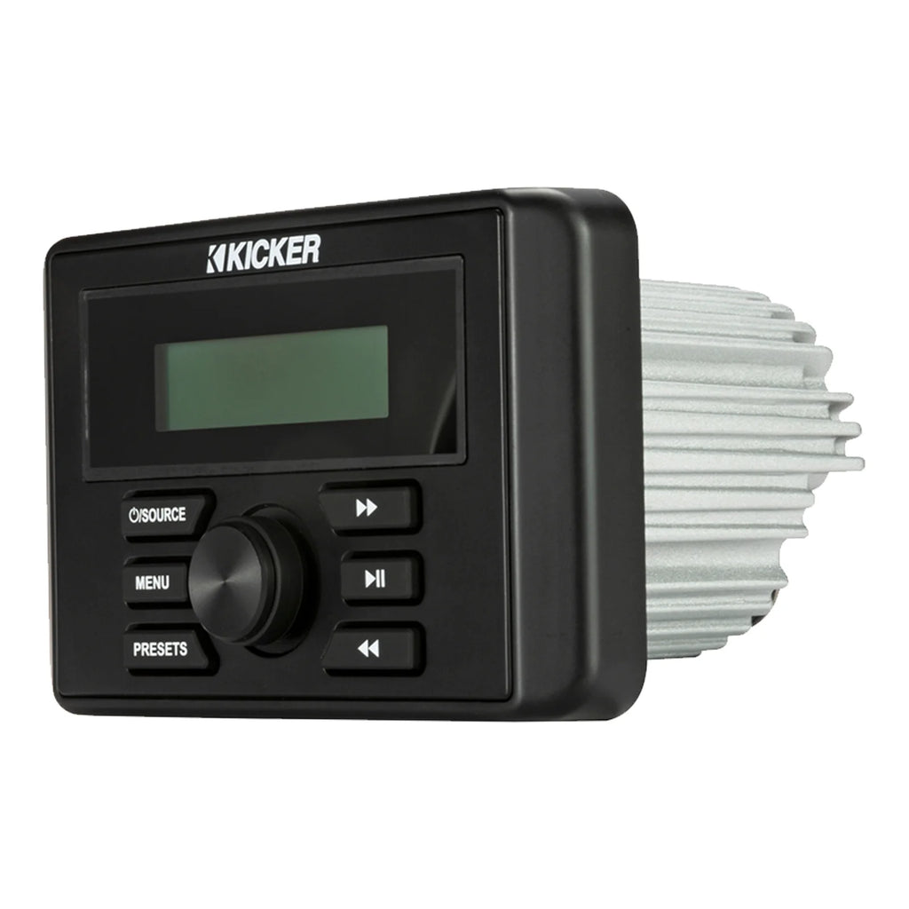 Weather-Resistant Marine Bluetooth USB RCA Stereo Receiver Bundle Combo with (QTY 4) 8" 2-Way 300W Max Coaxial Marine LED Speakers W/ White Grilles, 50-Ft 16-Gauge Wire, Antenna