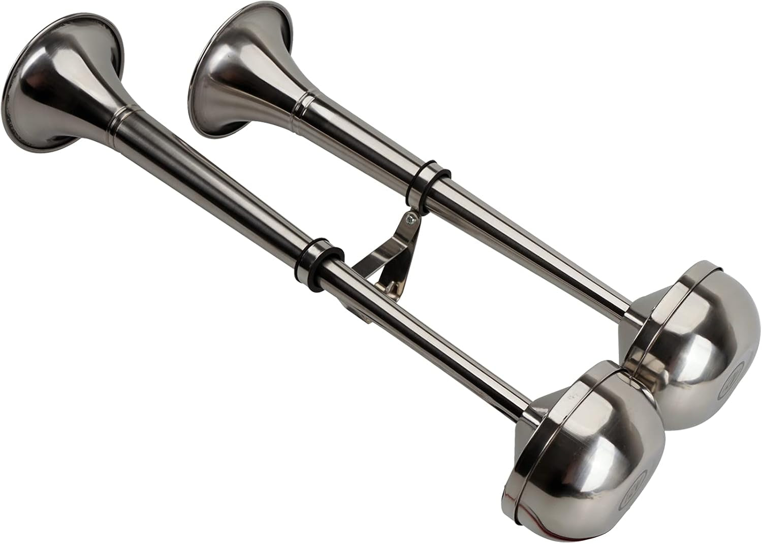 12V Marine Boat Horn Waterproof Stainless Steel Dual Trumpet Horn for Boats Ship Sailboat Yacht Off-Road Vehicle Truck SUV RV Vans Touring Car (Silver Two Tone)