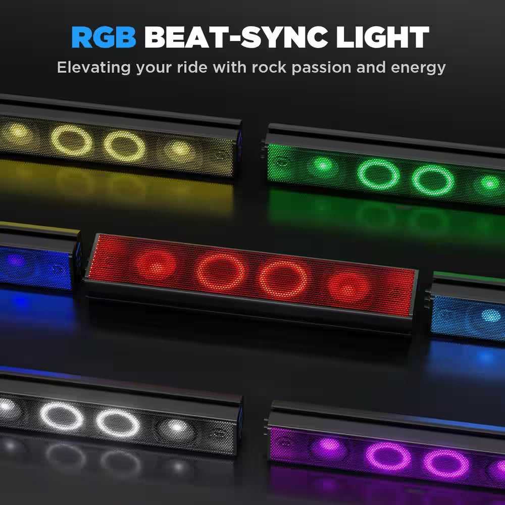 25" Waterproof Sound Bar-Bluetooth Speaker with RGB Lighting Compatible W/ Polaris RZR Can-Am