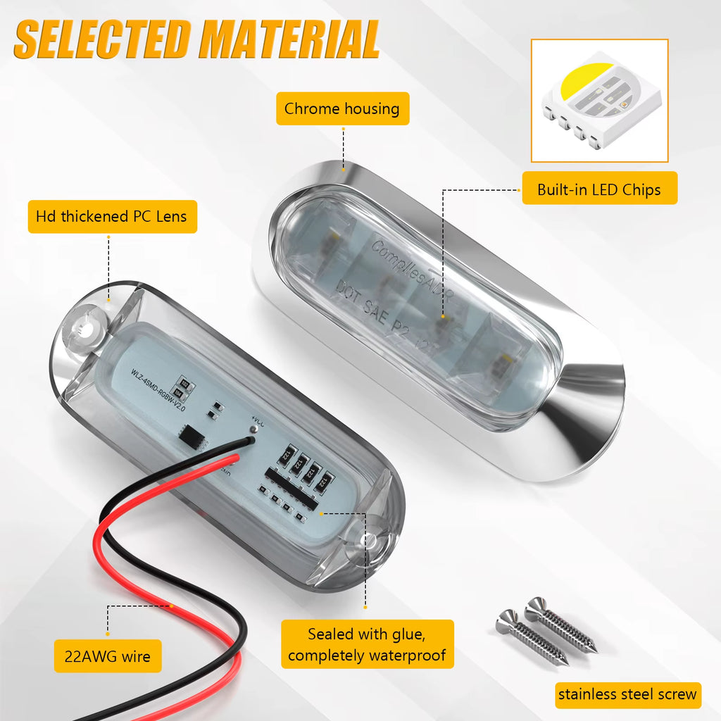 RGBW Marine Boat LED Courtesy Lights 12V Waterproof Navigation Deck Stern Transom Anchor Lamp