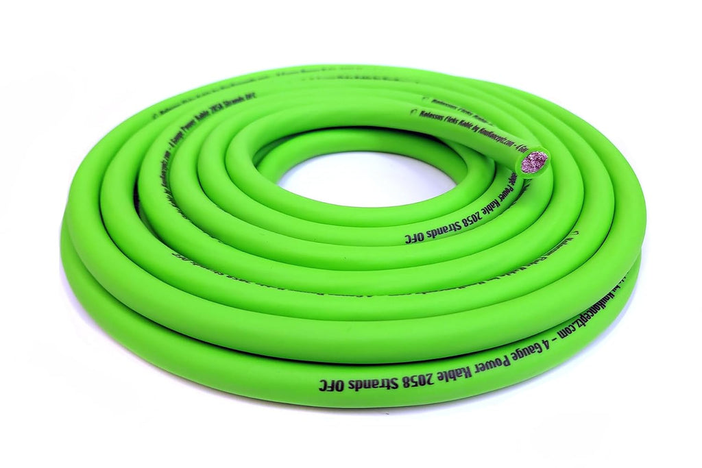 Kolossus Kandy Green OFC 4 Gauge Power Battery Wire Copper Ground Cable - 5 Feet increments