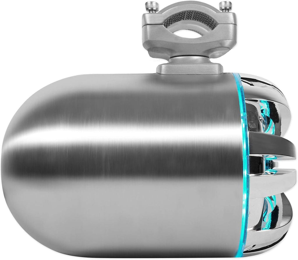 WB65KLED 600W Peak/300W RMS Marine Wakeboard Tower Speakers Pair, 6.5", Built-In LED Lights, 360 Degree Swivel, Waterproof, 4 Ohm, for Boats, Jeeps, and Atvs