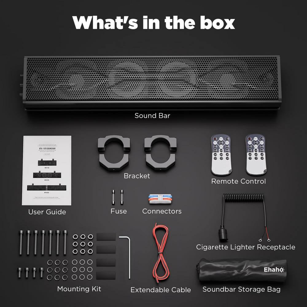 25" Waterproof Sound Bar-Bluetooth Speaker with RGB Lighting Compatible W/ Polaris RZR Can-Am