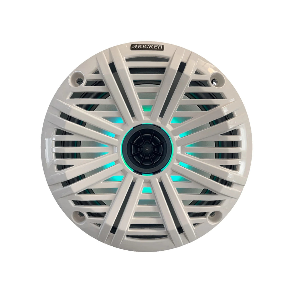 All-Weather Marine Gauge Style Bluetooth USB Stereo Receiver Bundle with Wired Remote, 4X 6.5" 2-Way 195W Max Coaxial Marine LED Speakers W/ Remote, White Salt Water Grilles, Wire, Antenna