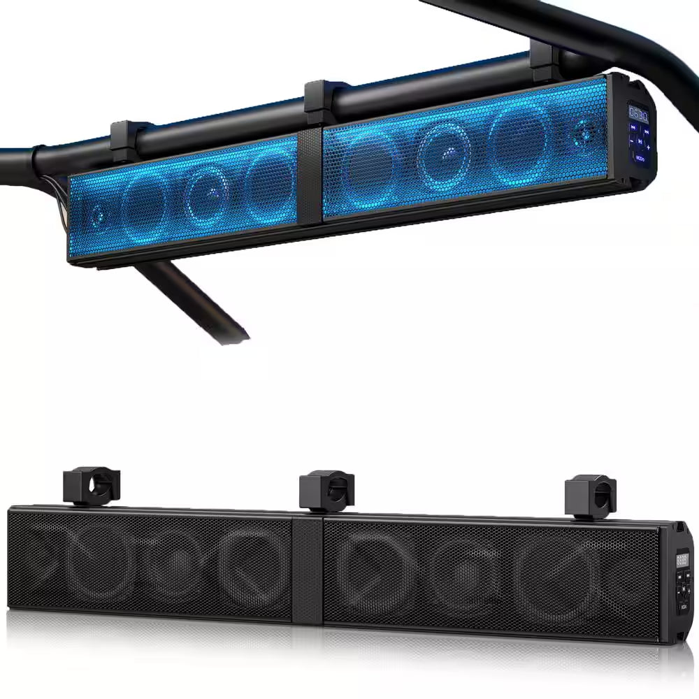 25" Waterproof Sound Bar-Bluetooth Speaker with RGB Lighting Compatible W/ Polaris RZR Can-Am