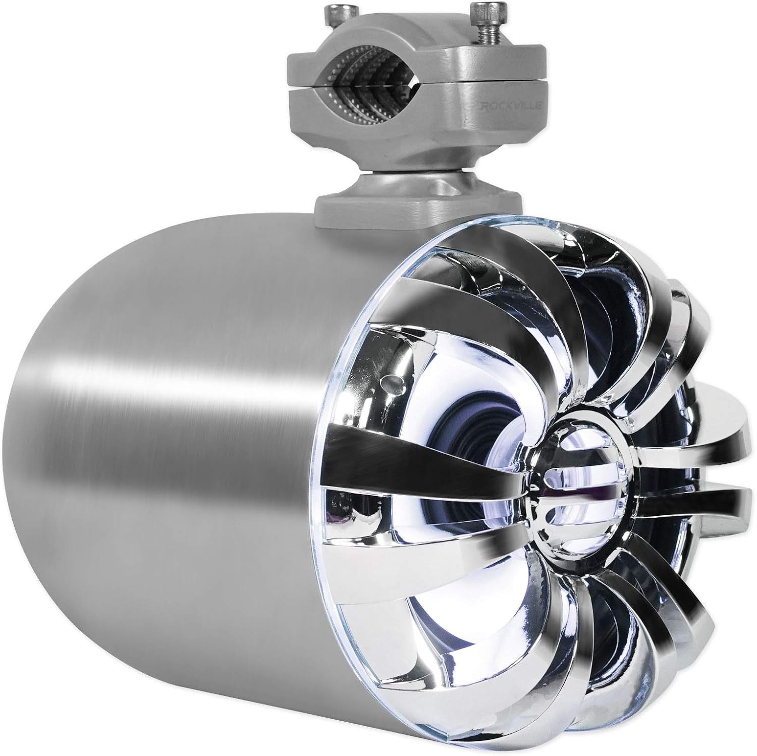 WB65KLED 600W Peak/300W RMS Marine Wakeboard Tower Speakers Pair, 6.5", Built-In LED Lights, 360 Degree Swivel, Waterproof, 4 Ohm, for Boats, Jeeps, and Atvs