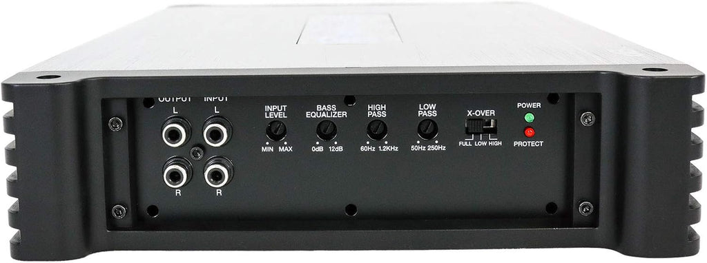 DBM25 Marine Amplifier, 1500W Peak/375W Dyno RMS, 2 Channel, 2 or 4 Ohm, Waterproof Design, Adjustable Crossover, Remote Bass Control for Boats and Marine Audio