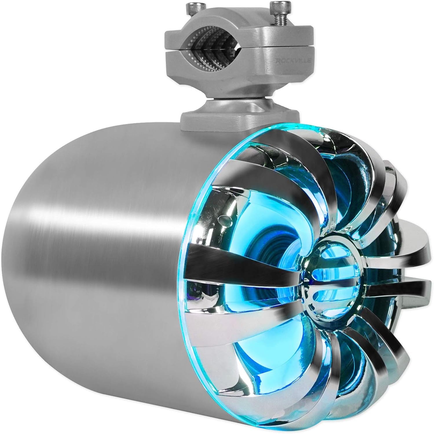 WB65KLED 600W Peak/300W RMS Marine Wakeboard Tower Speakers Pair, 6.5", Built-In LED Lights, 360 Degree Swivel, Waterproof, 4 Ohm, for Boats, Jeeps, and Atvs