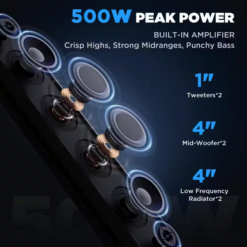 25" Waterproof Sound Bar-Bluetooth Speaker with RGB Lighting Compatible W/ Polaris RZR Can-Am