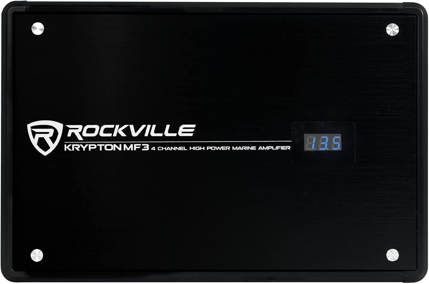 Krypton MF3 1600W Peak/400W RMS 4 Channel Marine Amplifier, PA Mic W/Talkover, Digital Voltage Display, Adjustable Crossover, Weather Resistant, for Boats & Marine Audio