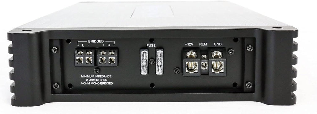 DBM25 Marine Amplifier, 1500W Peak/375W Dyno RMS, 2 Channel, 2 or 4 Ohm, Waterproof Design, Adjustable Crossover, Remote Bass Control for Boats and Marine Audio
