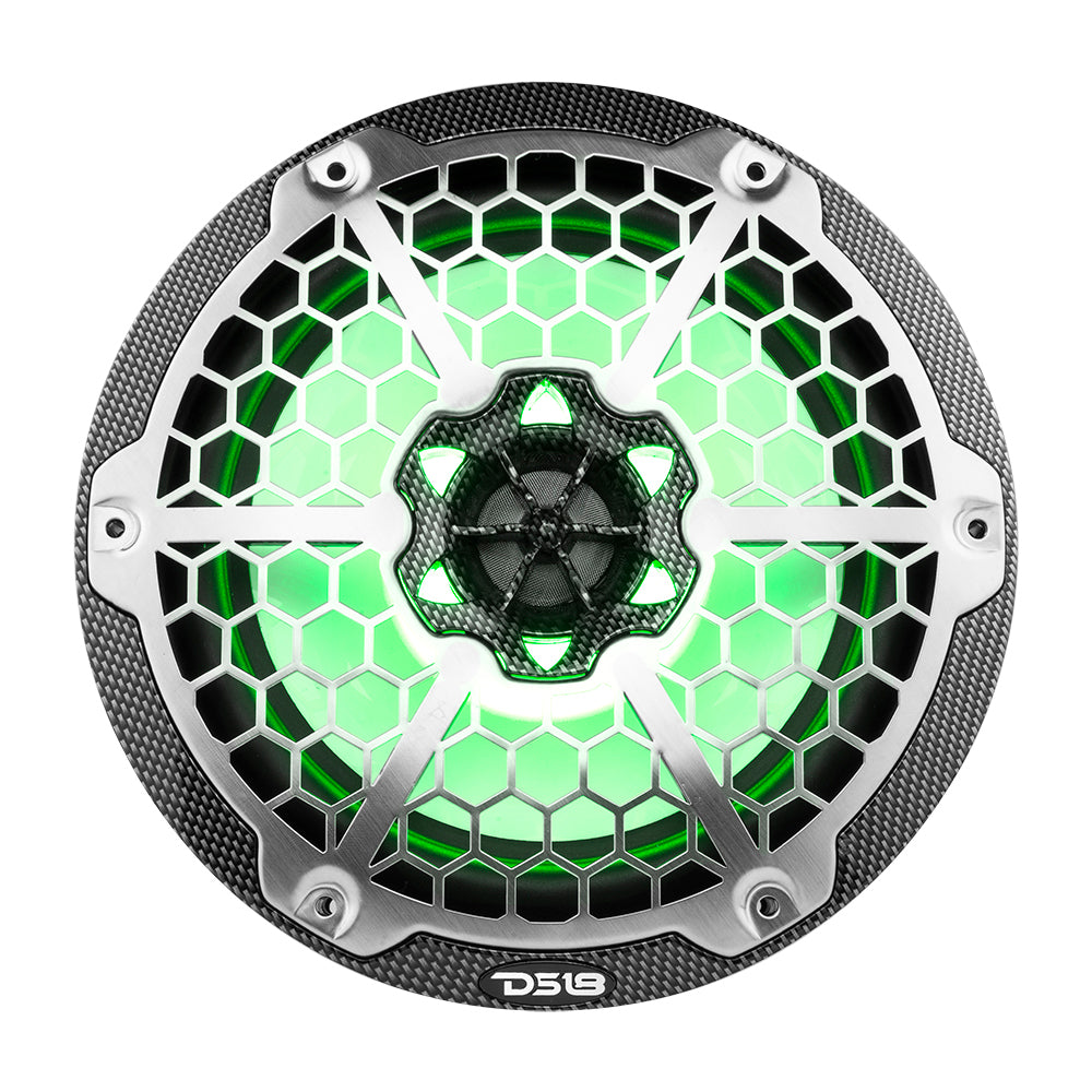DS18 HYDRO 8 2Way Marine Speakers wRGB LED Lights  125W RMS 4Ohm  Black Carbon Fiber CF8M