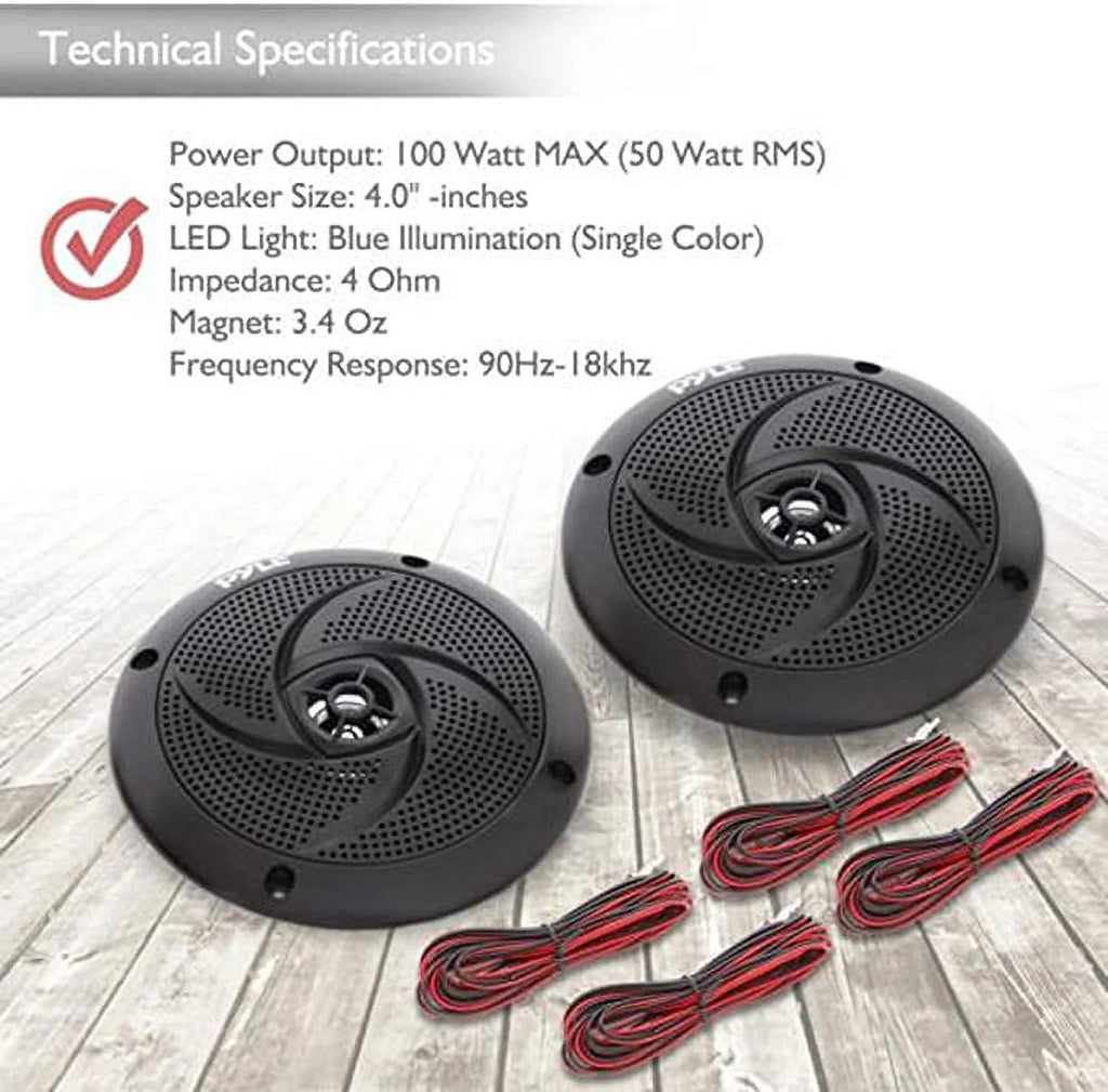 100W Low-Profile Slim Style Waterproof Weather Resistant Outdoor Audio Stereo Sound System