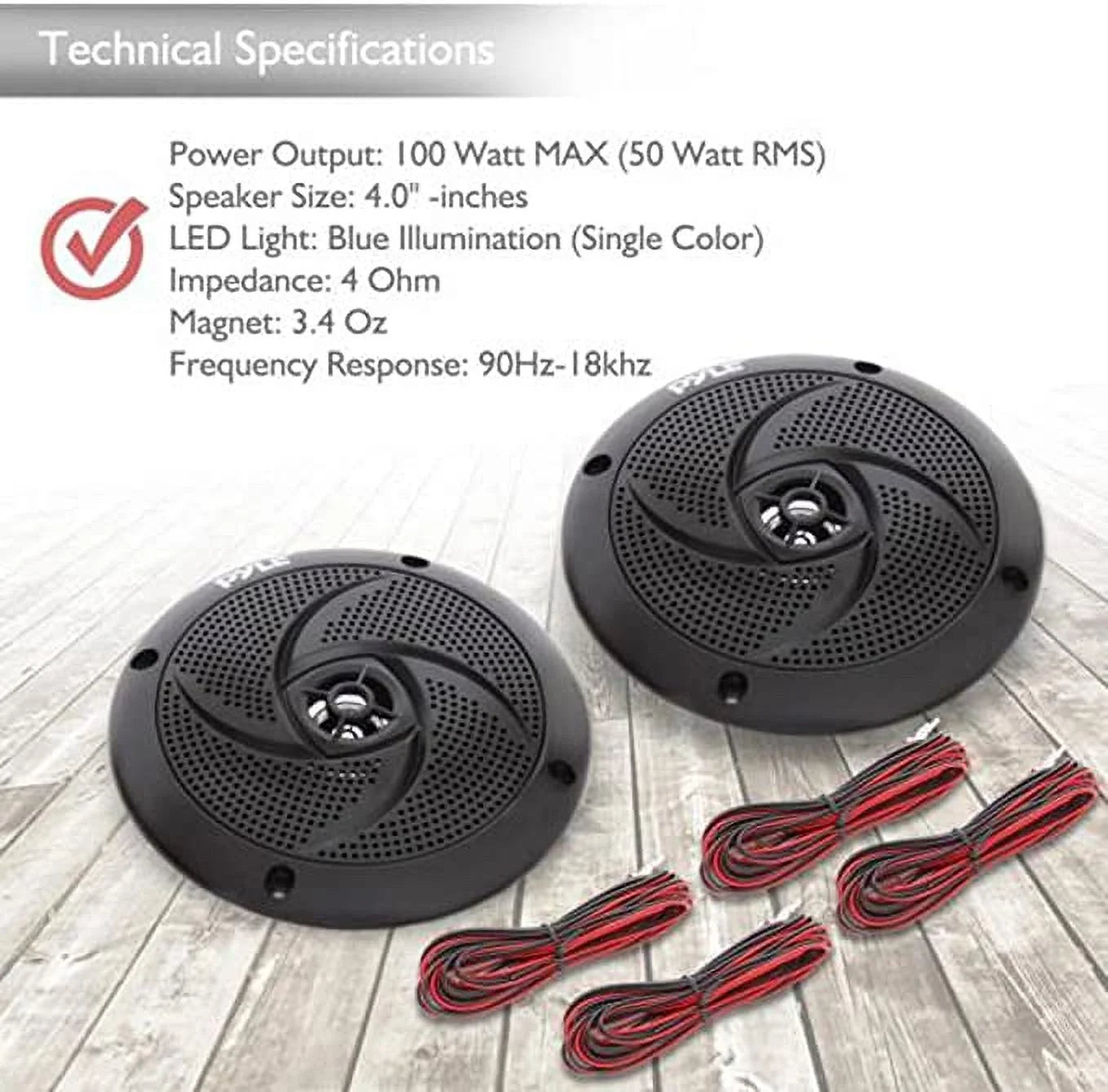 100W Low-Profile Slim Style Waterproof Weather Resistant Outdoor Audio Stereo Sound System
