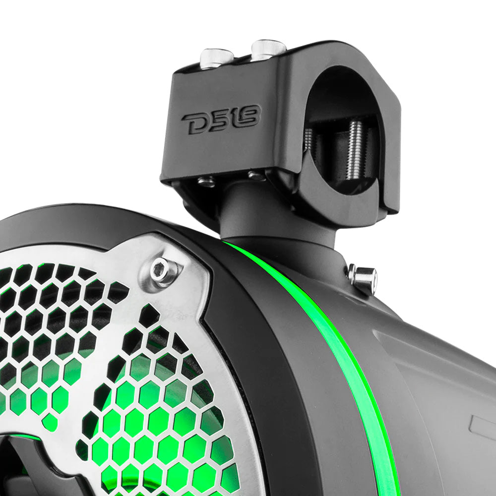 DS18 HYDRO 10 Neodymium Marine Towers wBuiltIn Passive Radiator 1 Driver  RGB LED Lights  900W  Black NXLX10TPNEOBK