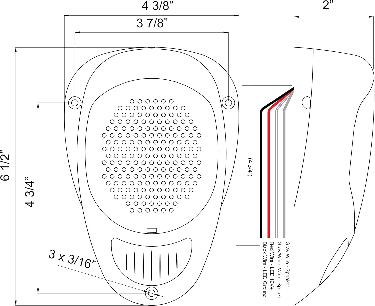 Water Resistant 3" Surface Mount Satellite Speaker with LED Lighting