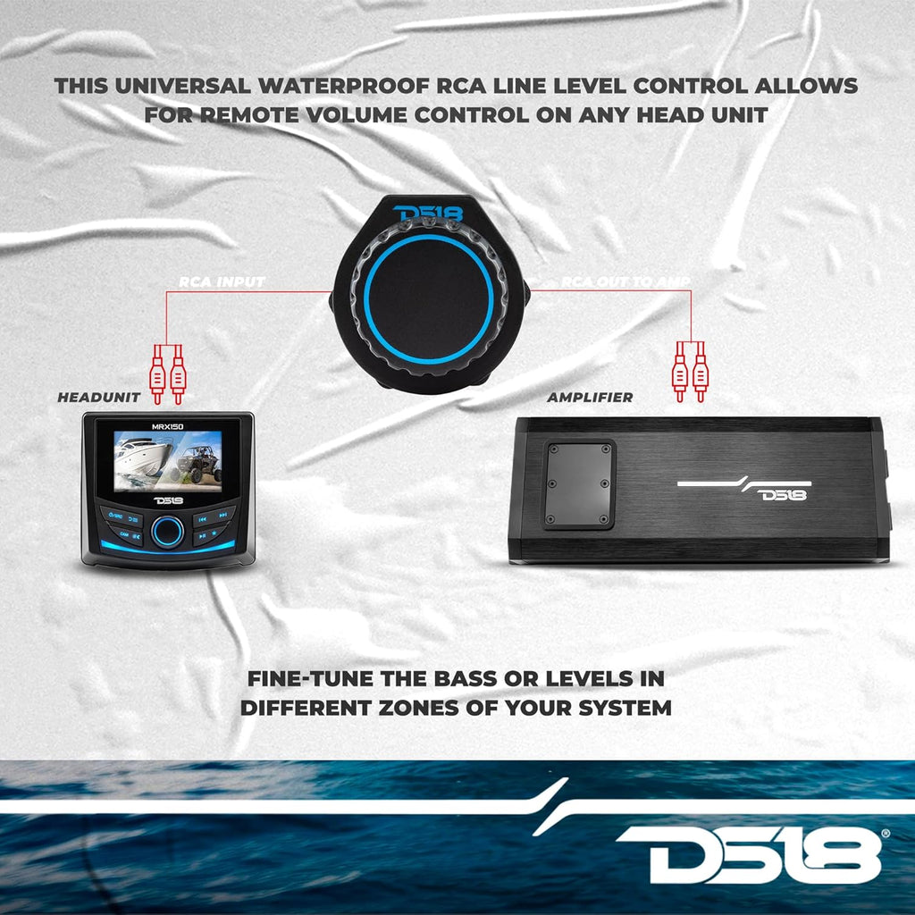 MBKR Marine Bass Knob Remote Gain/Volume - Compatible with Any Source Unit - Bass Knob Level Controller - Universal RCA Line Level Control Waterproof Design for All Audio Applications