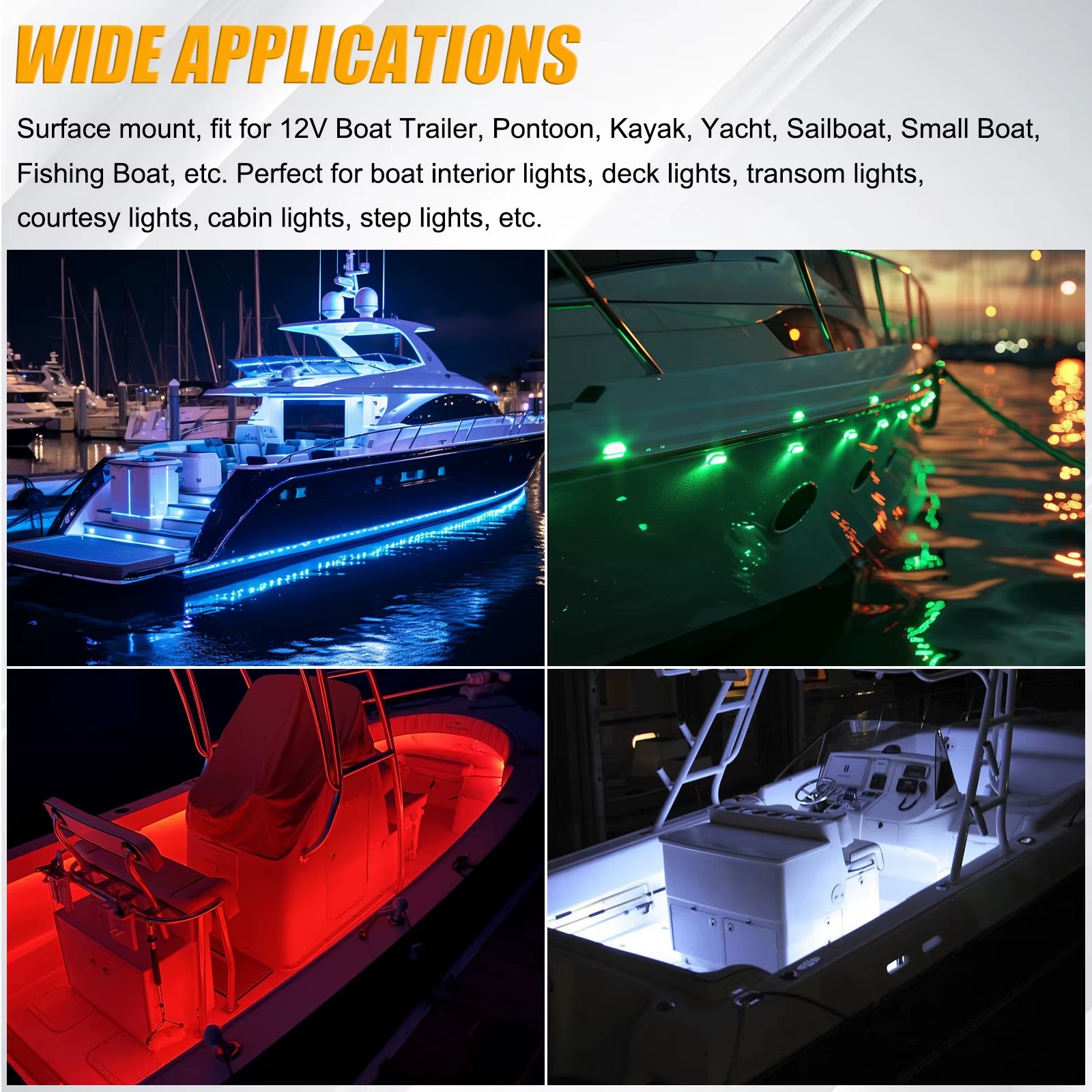 RGBW Marine Boat LED Courtesy Lights 12V Waterproof Navigation Deck Stern Transom Anchor Lamp