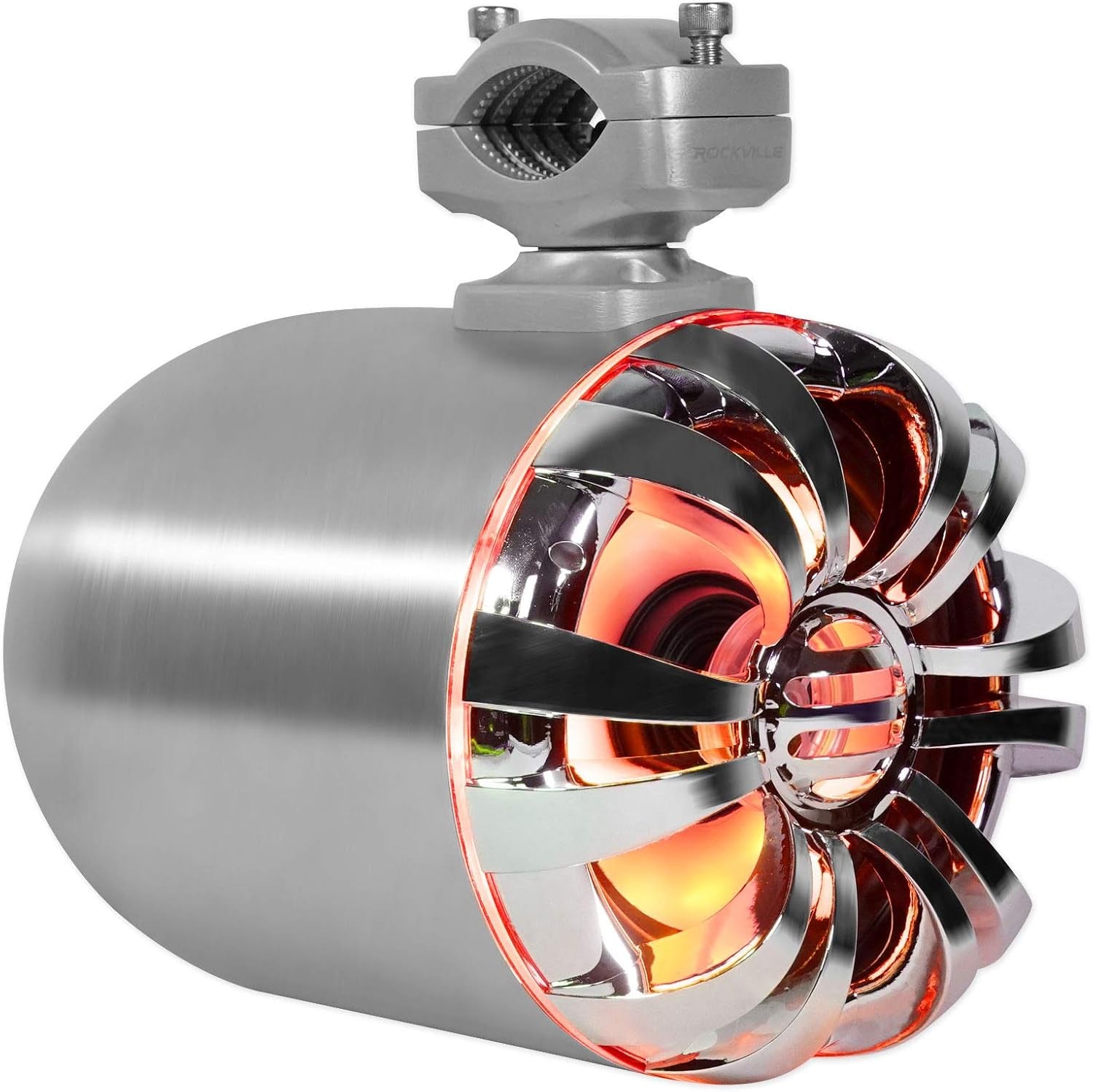 WB65KLED 600W Peak/300W RMS Marine Wakeboard Tower Speakers Pair, 6.5", Built-In LED Lights, 360 Degree Swivel, Waterproof, 4 Ohm, for Boats, Jeeps, and Atvs