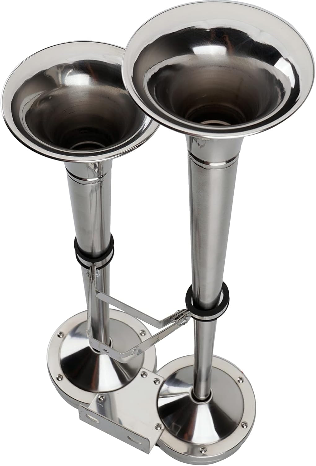 12V Marine Boat Horn Waterproof Stainless Steel Dual Trumpet Horn for Boats Ship Sailboat Yacht Off-Road Vehicle Truck SUV RV Vans Touring Car (Silver Two Tone)