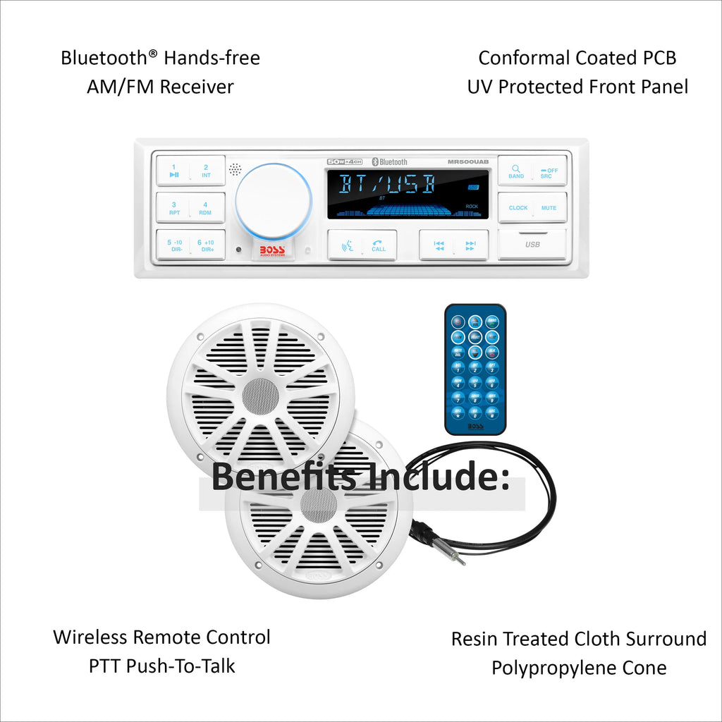 MCK500WB.6 Marine Boat Stereo Sound System Speaker Package