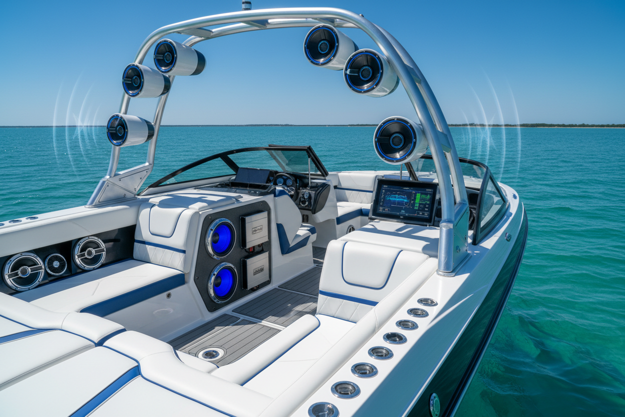 recreational boat show casing the upgraded audio 