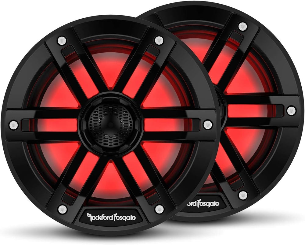 M1-65 Color Optix 6.5” 2-Way Coaxial Multicolor LED Lighted Marine Speakers - White (Pair)